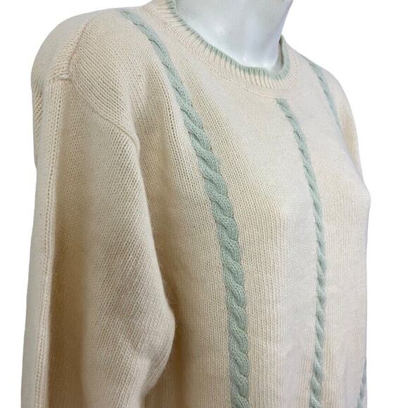 The Knit Connection by Russ Vintage Cable Knit Angora Lambswool Wool Sweater M - Picture 4 of 16